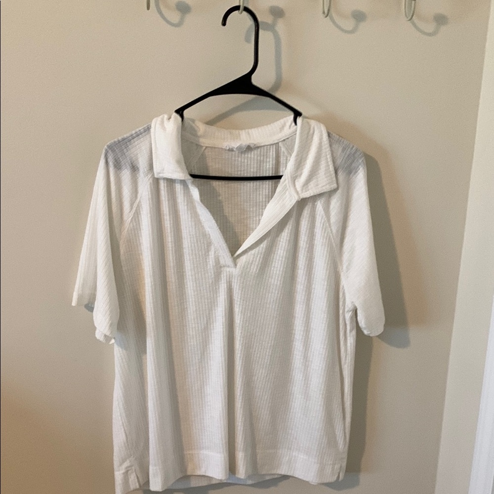 Classic White Collard Open Neck Unisex Top